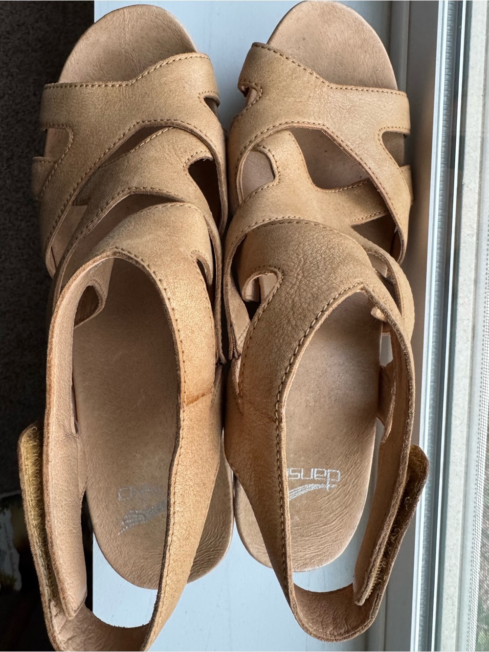 Dansko Tempest Suede Wedge Sandals in Tan - Women size 39 8.5